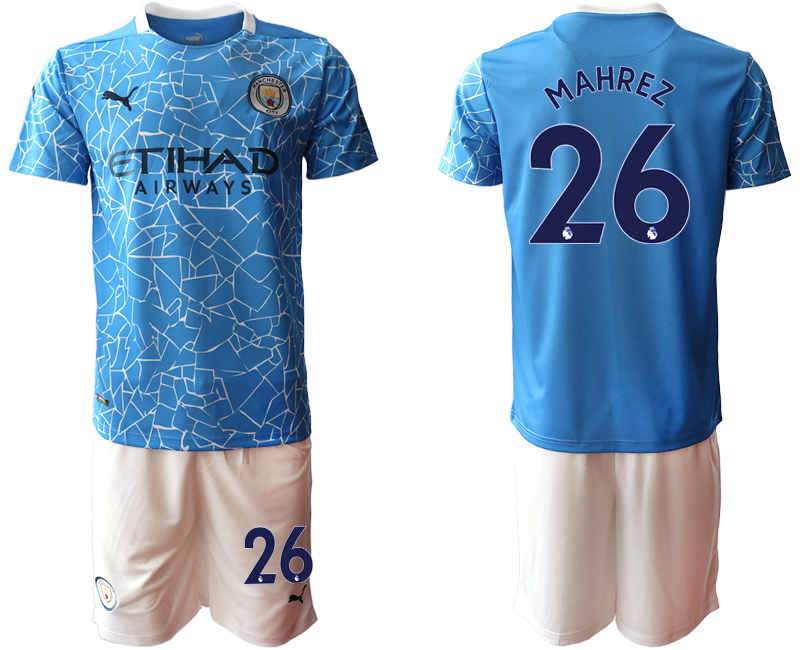 Men 2020-2021 club Manchester City home #26 blue Soccer Jerseys